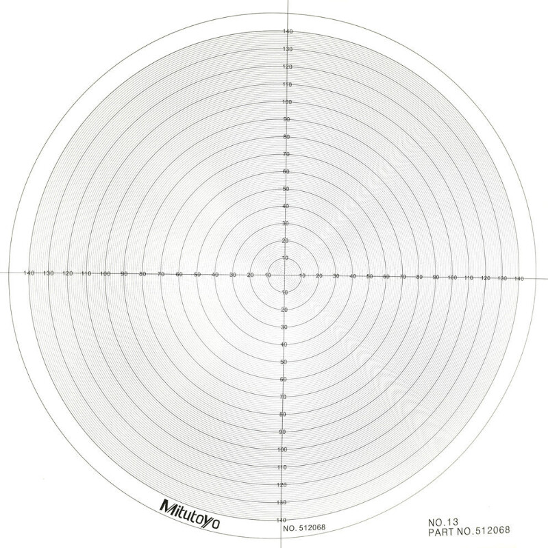 Optical Comparator Chart for Mitutoyo 512068 Profile Projector Overlay Chart