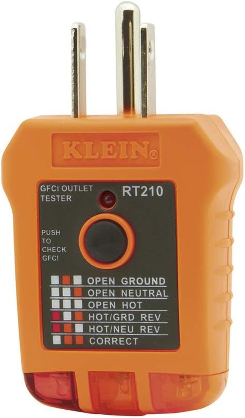 Klein Tools RT210 Outlet Tester for GFCI & Standard AC Electrical Outlets