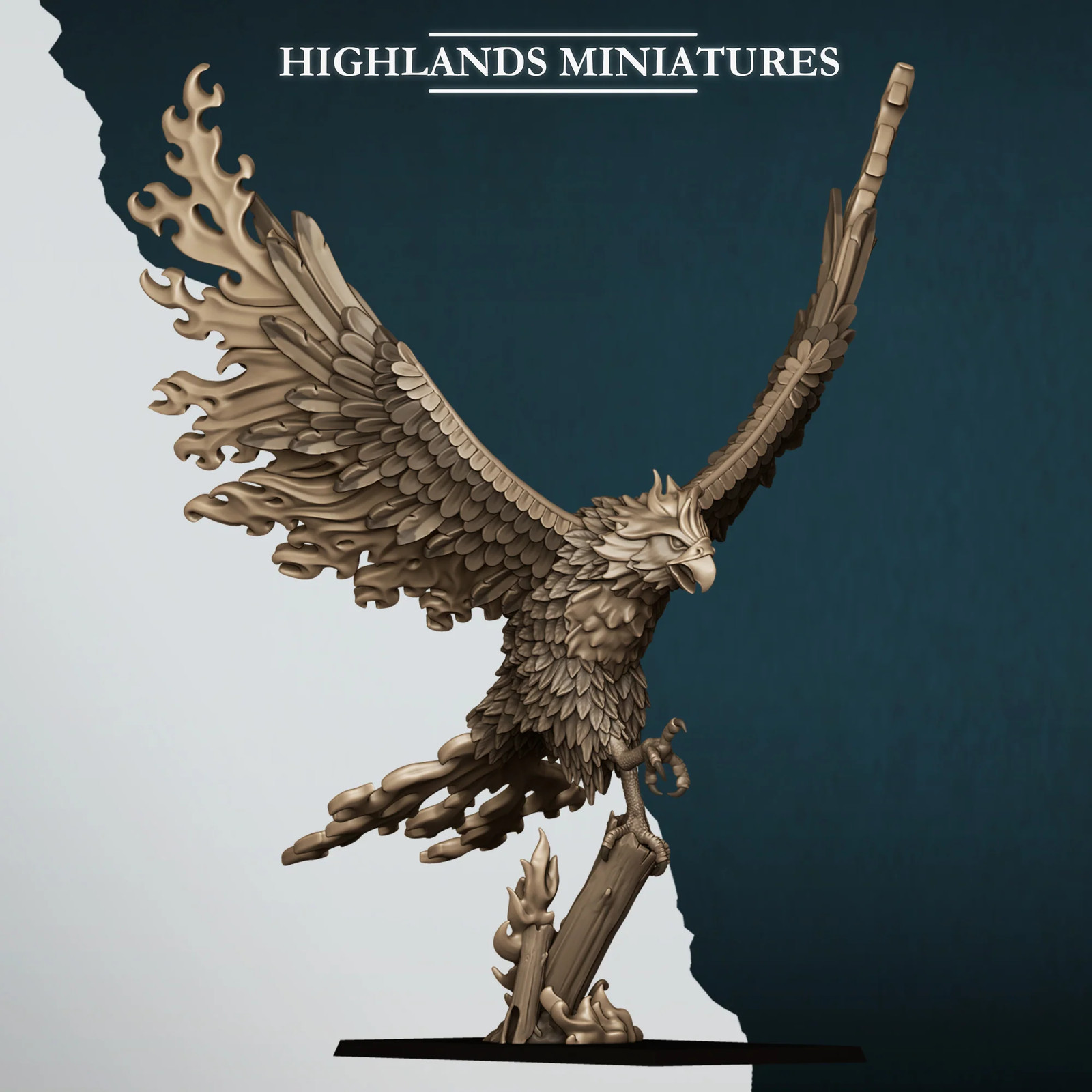 Fire Phoenix (Optional Rider) - 28-32mm Aegean - Resin Tabletop Miniature