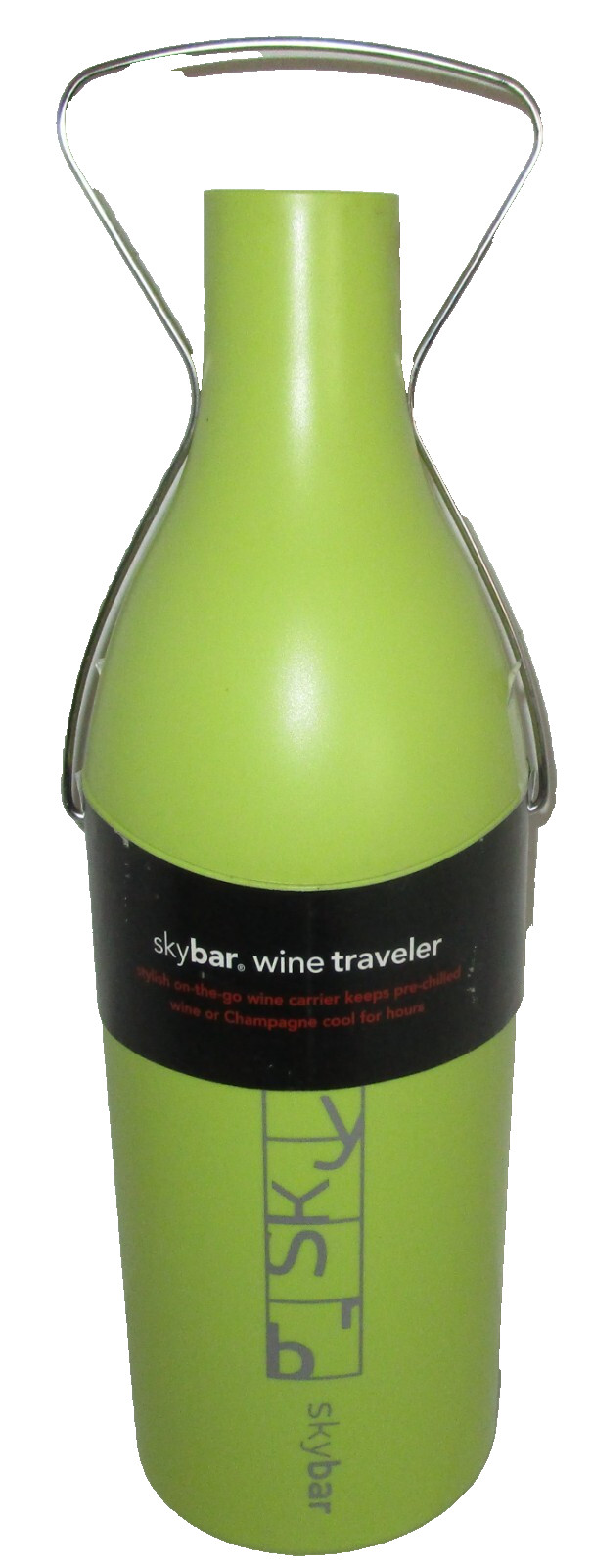 SKYBAR WINE TRAVELER~On The Go Wine Carrier ~Lime Green - Fits most wine bottles