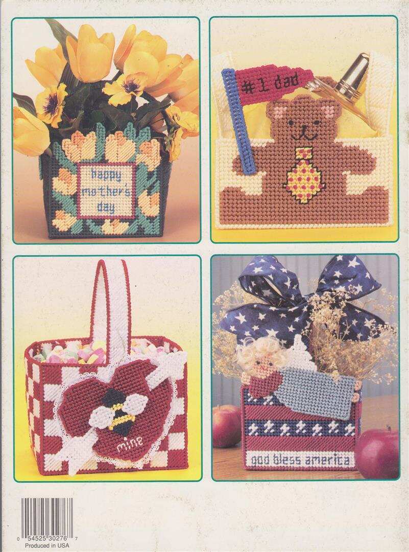OOP!!! PLASTIC CANVAS HAPPY HOLIDAY BASKETS 8 CUTE DESIGNS