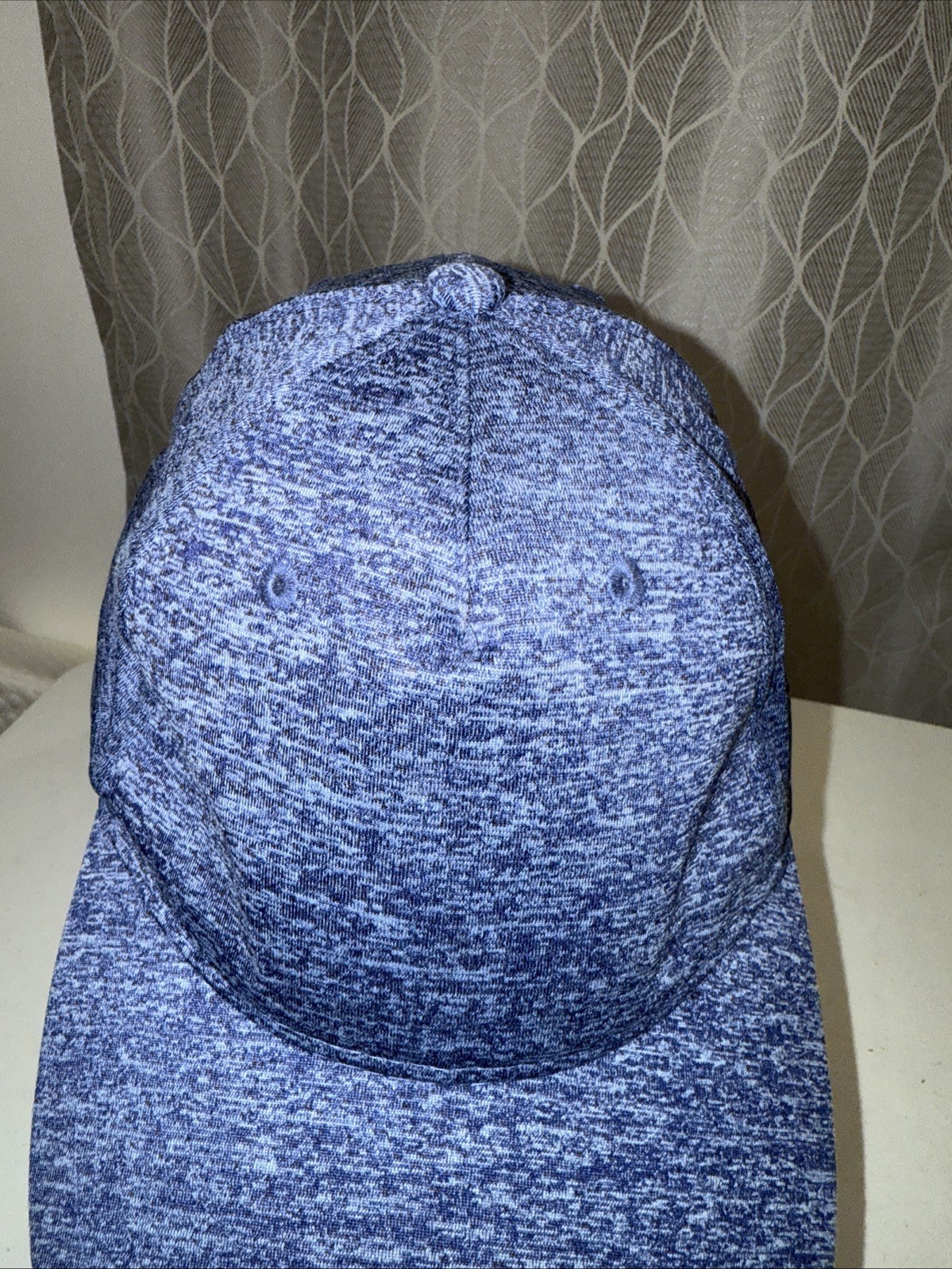 Blue Heather Knit Hat Cap Hook Loop Outdoor Cap EUC