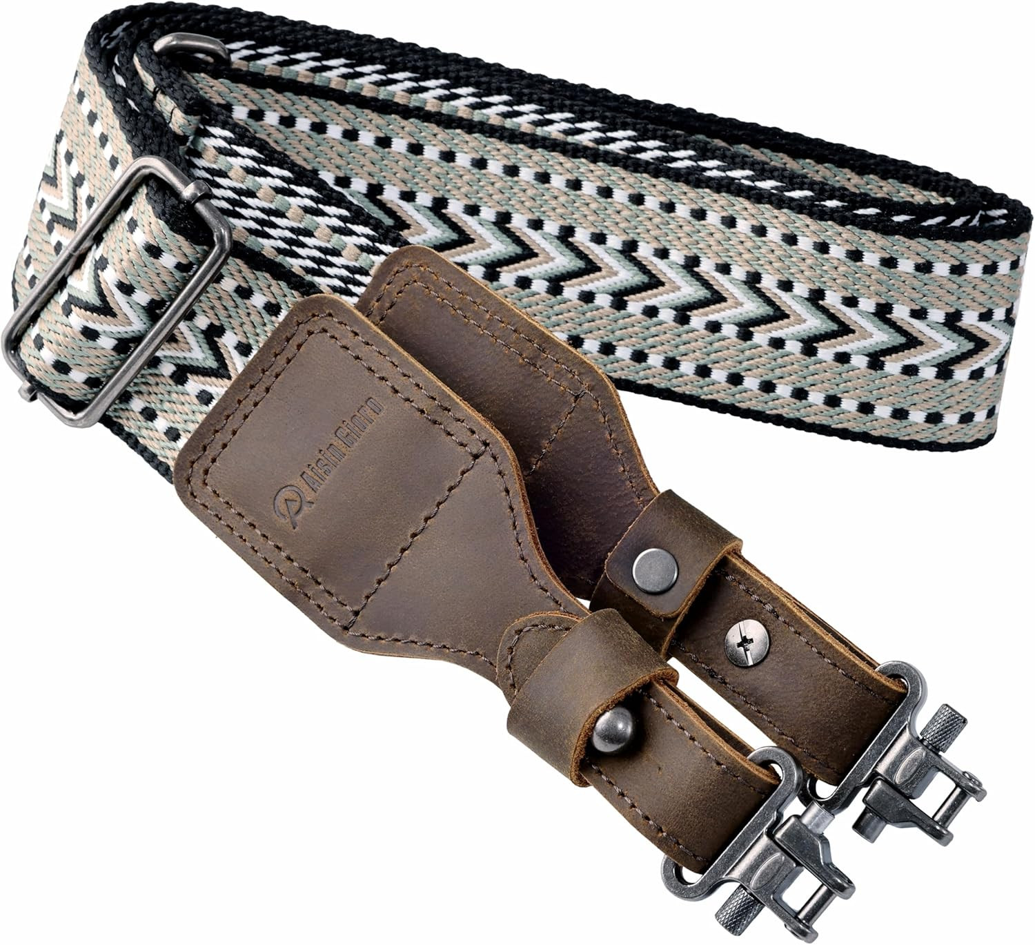 Rifles Slings, 2" Wide Weave Cotton Gun Slings with Double Layer Crazy Horse Lea