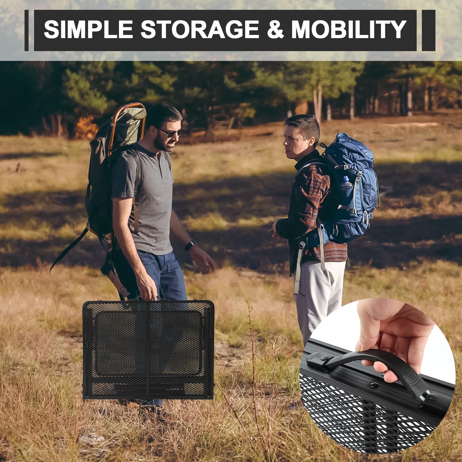 Folding Grill 4.4 FT Portable Camping Table with 2 Wing Panels, Height Adjust...