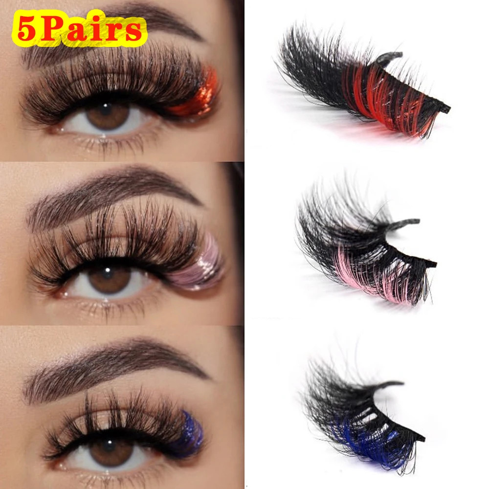 2022 Newest Colorful 3D Mink Eyelashes 100% Mink Lashes Mix Color Pink Blue Red