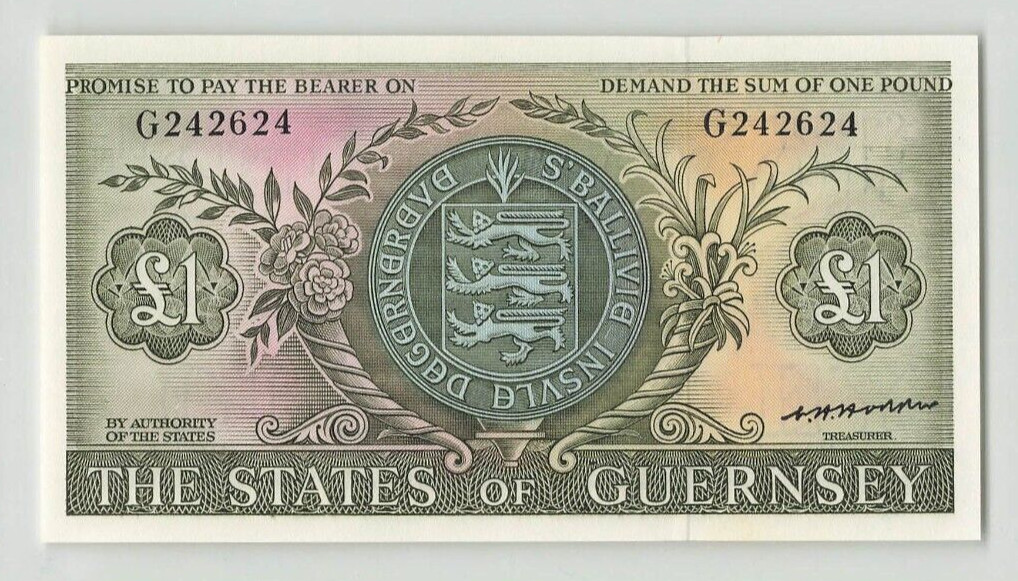 GUERNSEY 1 Pound 1969-75, P-45b, Sign: Hodder, Original UNC, G242624. F8