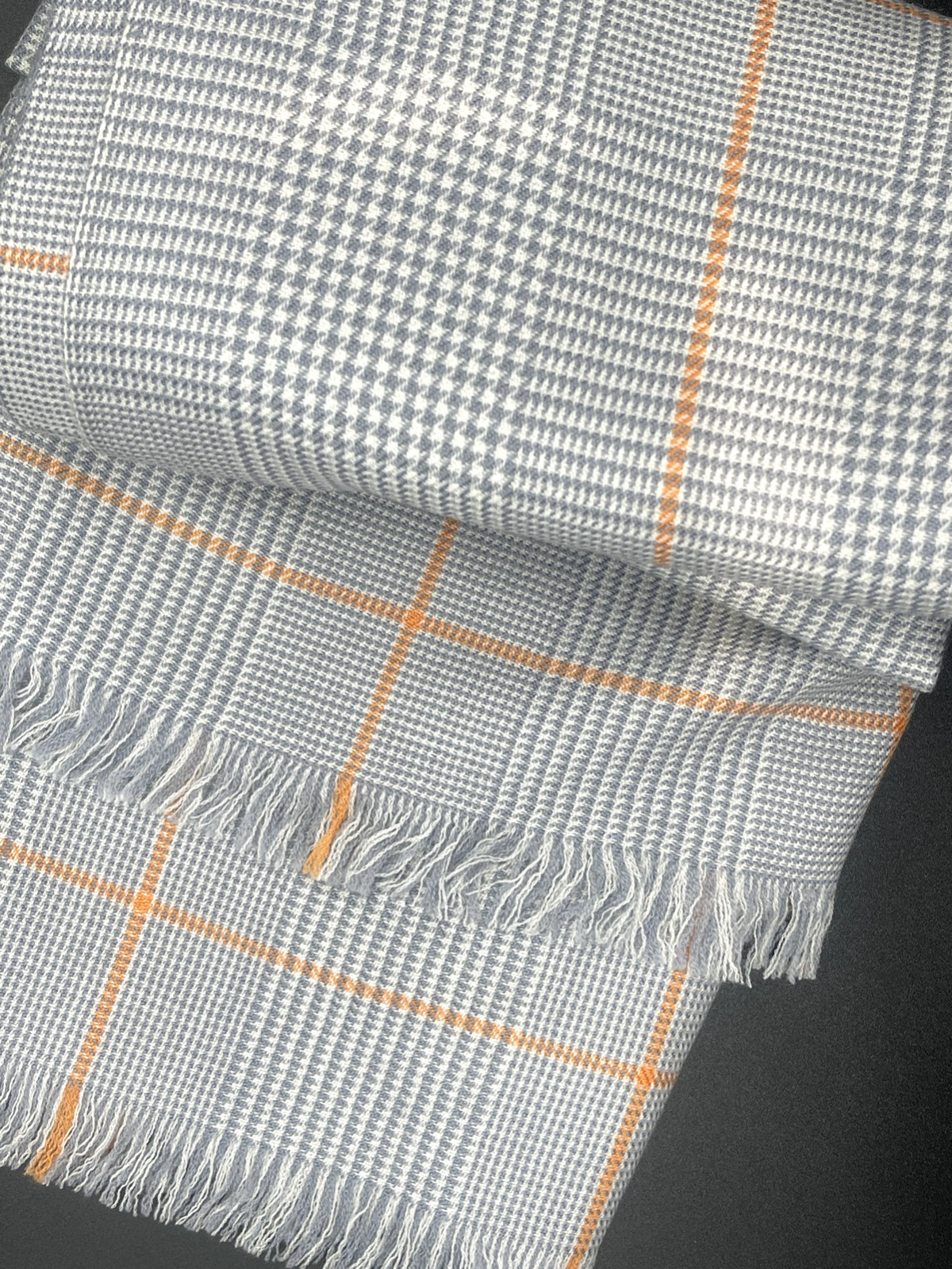 mens cashmere scarf italy, 75x28,woven on both sides, light gray pattern