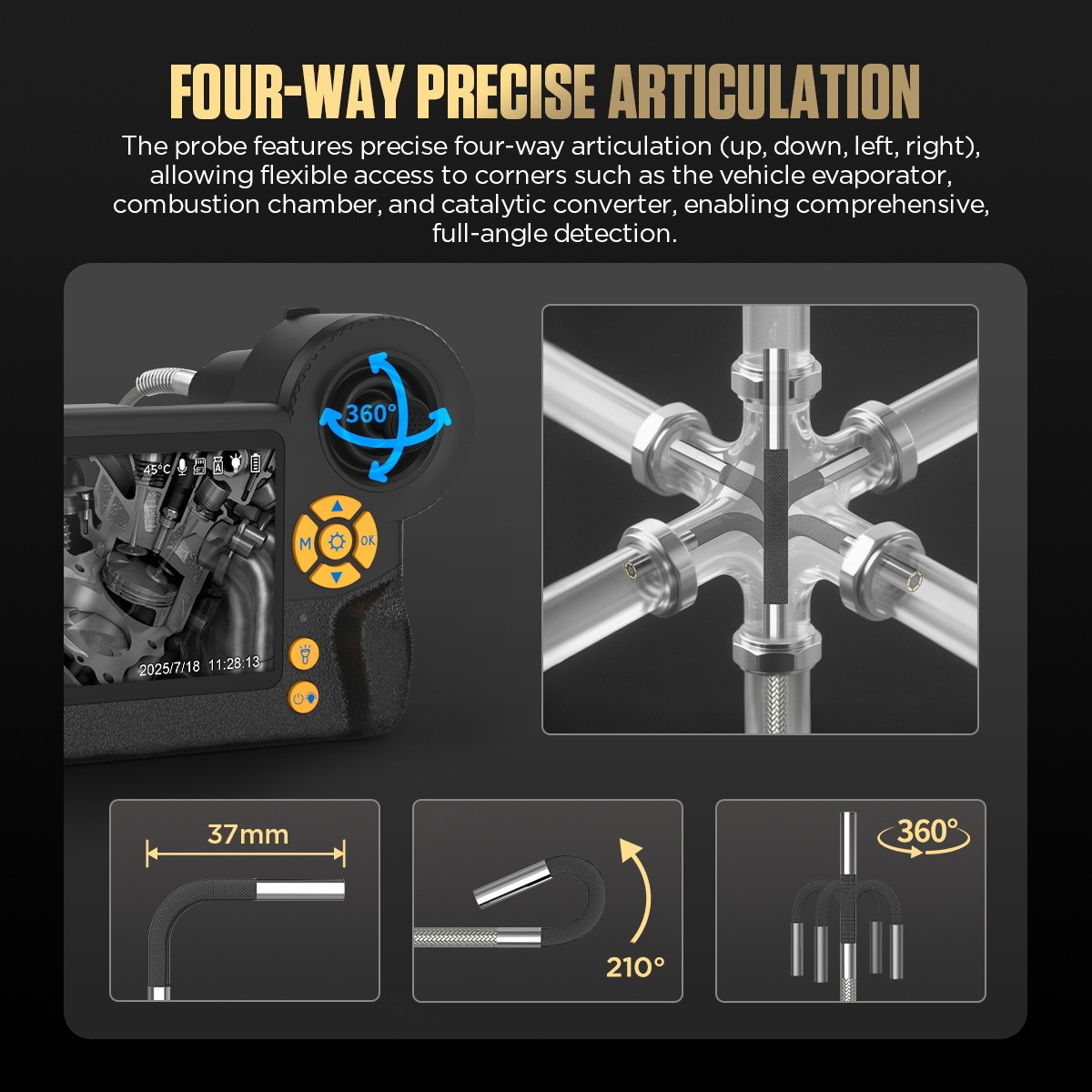 AUTOOL SVB408 Endoscope Camera Articulating Borescope Inspection Camera 3.9mm