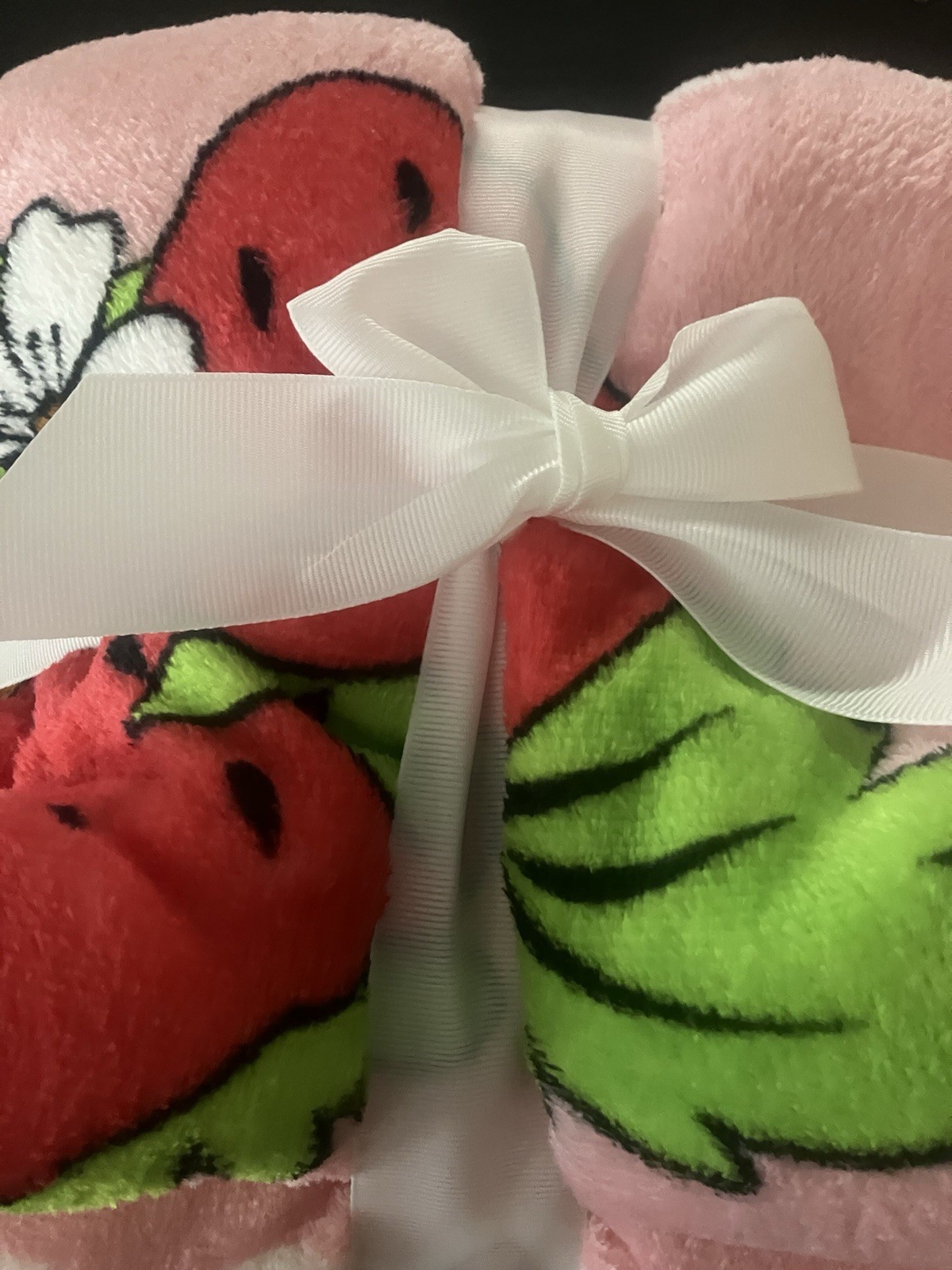 Strawberry Shortcake Blanket Throw 50”x 40” Lightweight Strawberries Custard