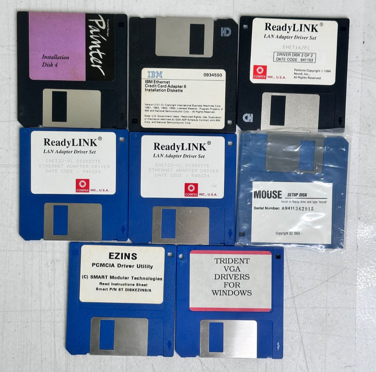 Vintage PC Drivers & Utilities Lot EZINS Trident VGA ReadyLINK IBM Ethernet Mous