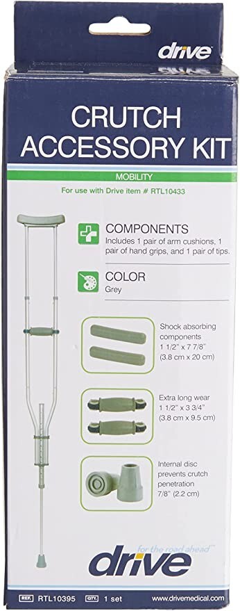 Drive Medical Crutch Accessory Replacement Kit for Universal Crutches, Gray