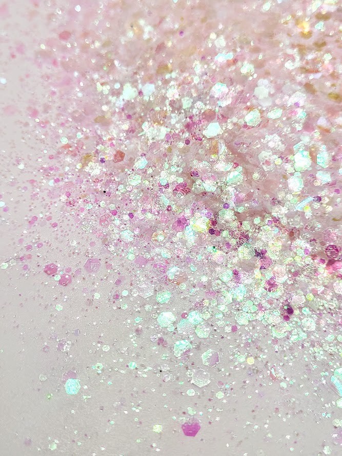 Iridescent Chunky White Glitter - Pink Lemonade 3 oz.
