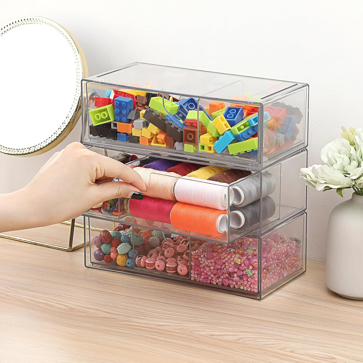 Acrylic Pencil Drawer with Removable Dividers Clear Pull Out Pen Drawer Organize