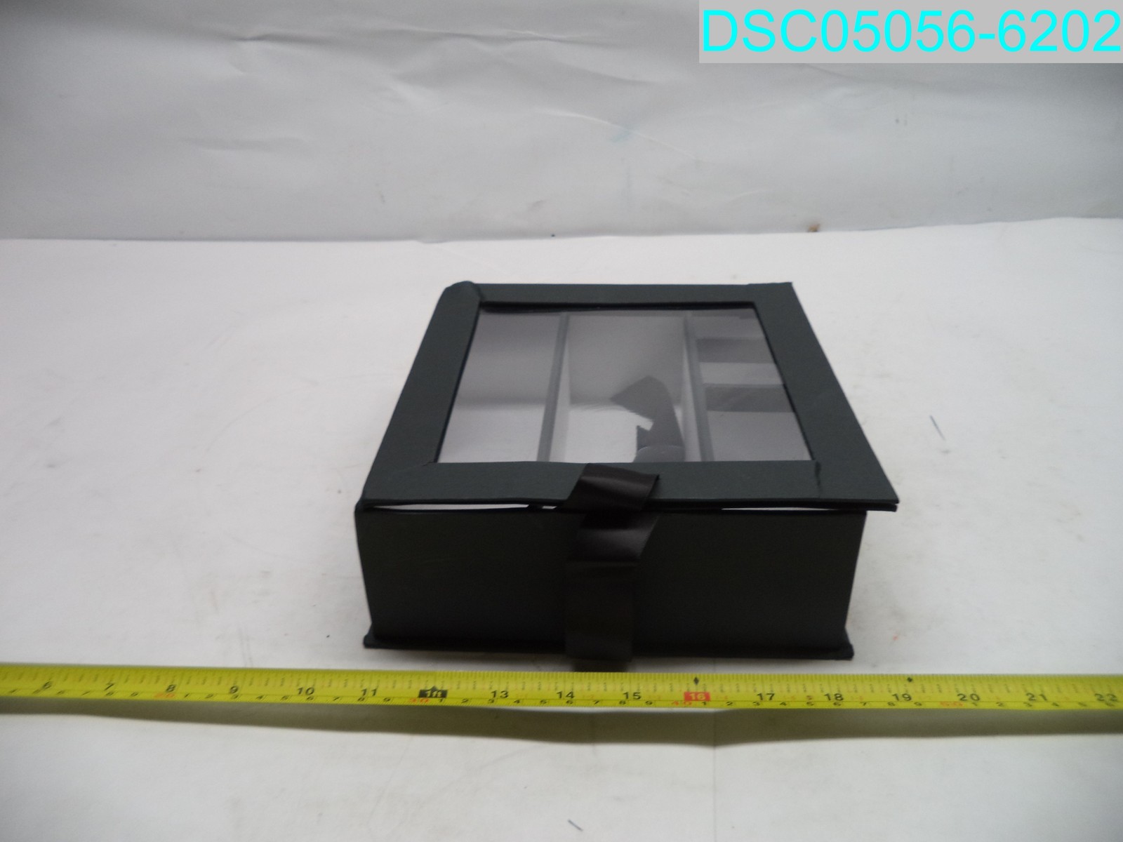 QTY=5: Black Gourmet Rigid Window Box w/Ribbon 8-5/8" L X 8" W X 3-1/8" H
