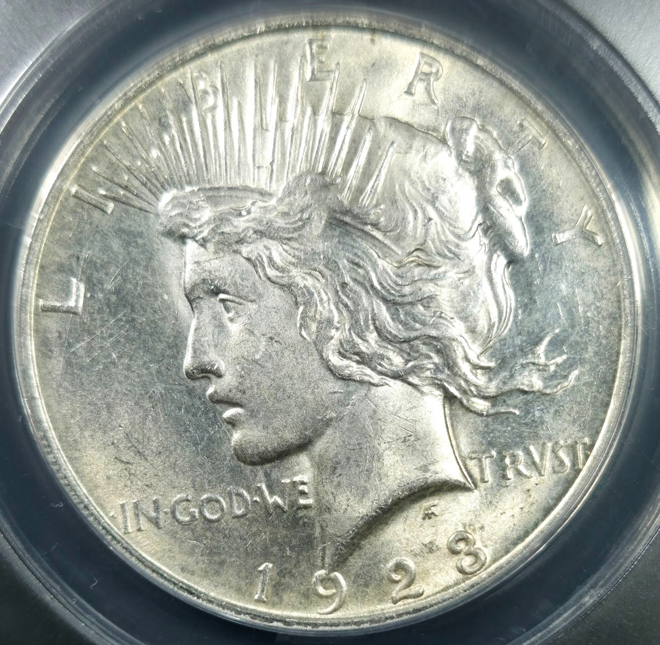 1923-D PEACE SILVER DOLLAR $1 ANACS MS61 UNCIRCULATED NICE DETAILS & LUSTER D313