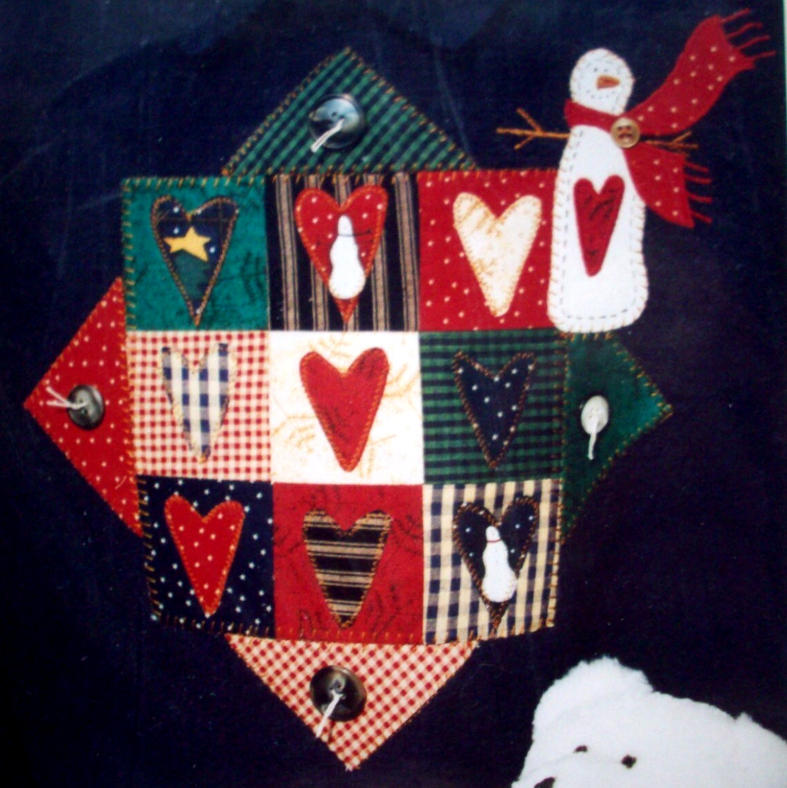 Hearts and snowmen applique Snowbuddy craft quilt pattern *A12