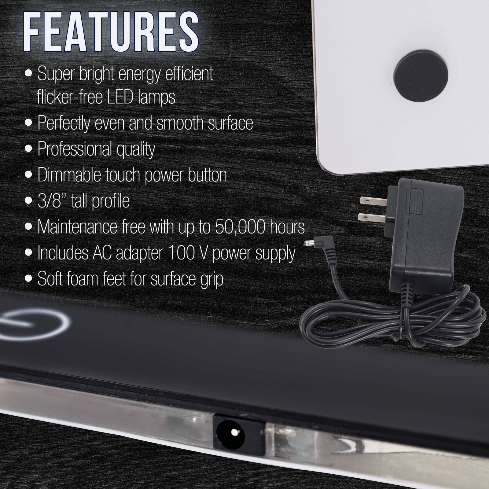 Lightmaster 17" x24" (A2) Light Box 12V Ultra-Thin Profile 110V AC Power Adapter