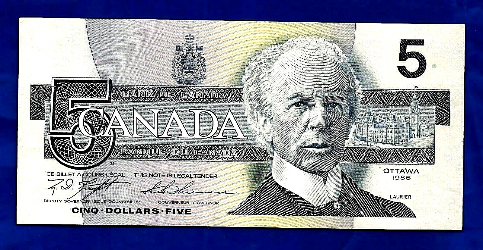 1986 CANADA five 5 DOLLAR BILL NOTE prefix ANP high AU-UNC