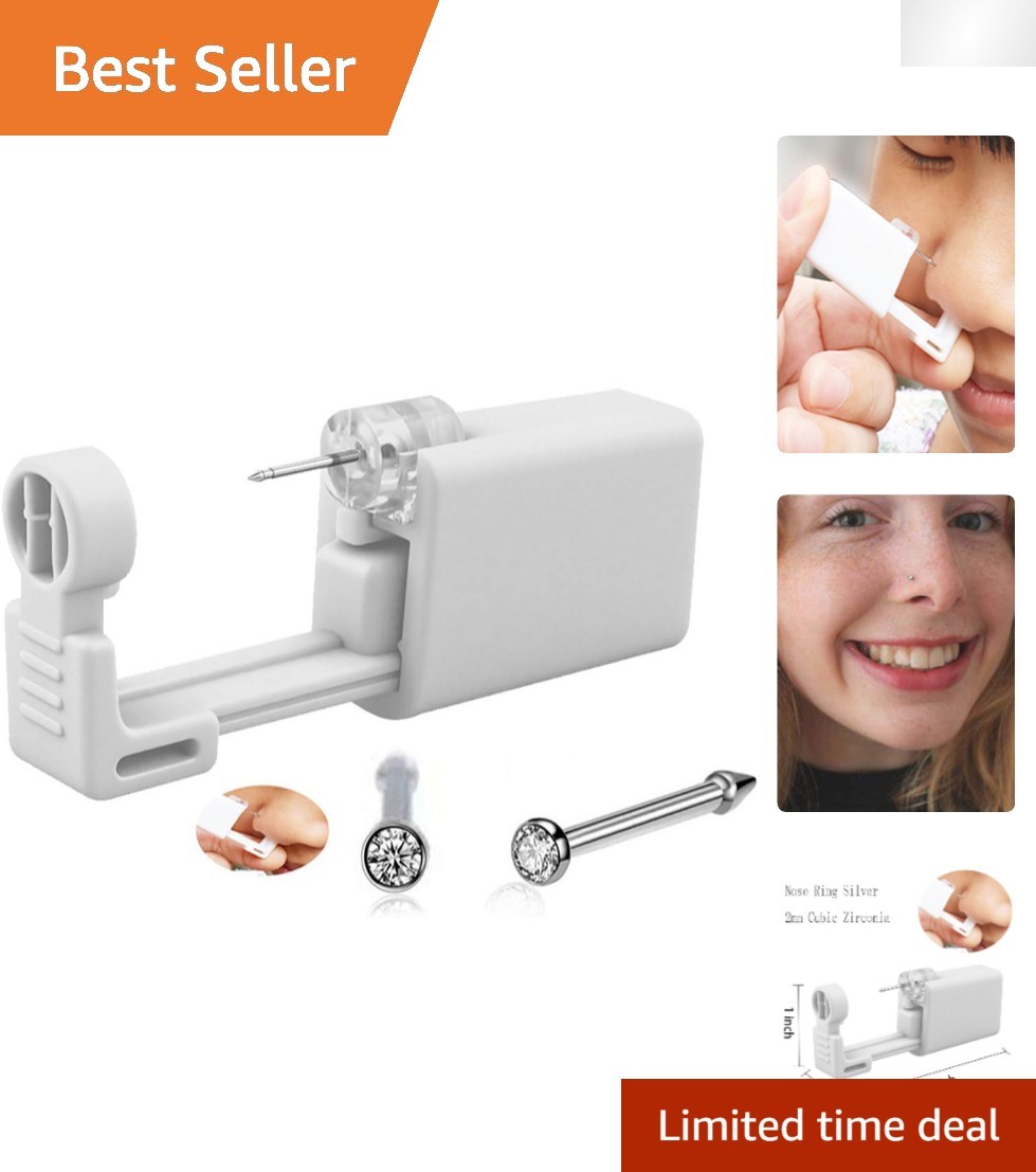 Professional Nose Piercing Kit - One-Time Use Self-Piercing Tool with Zirconia