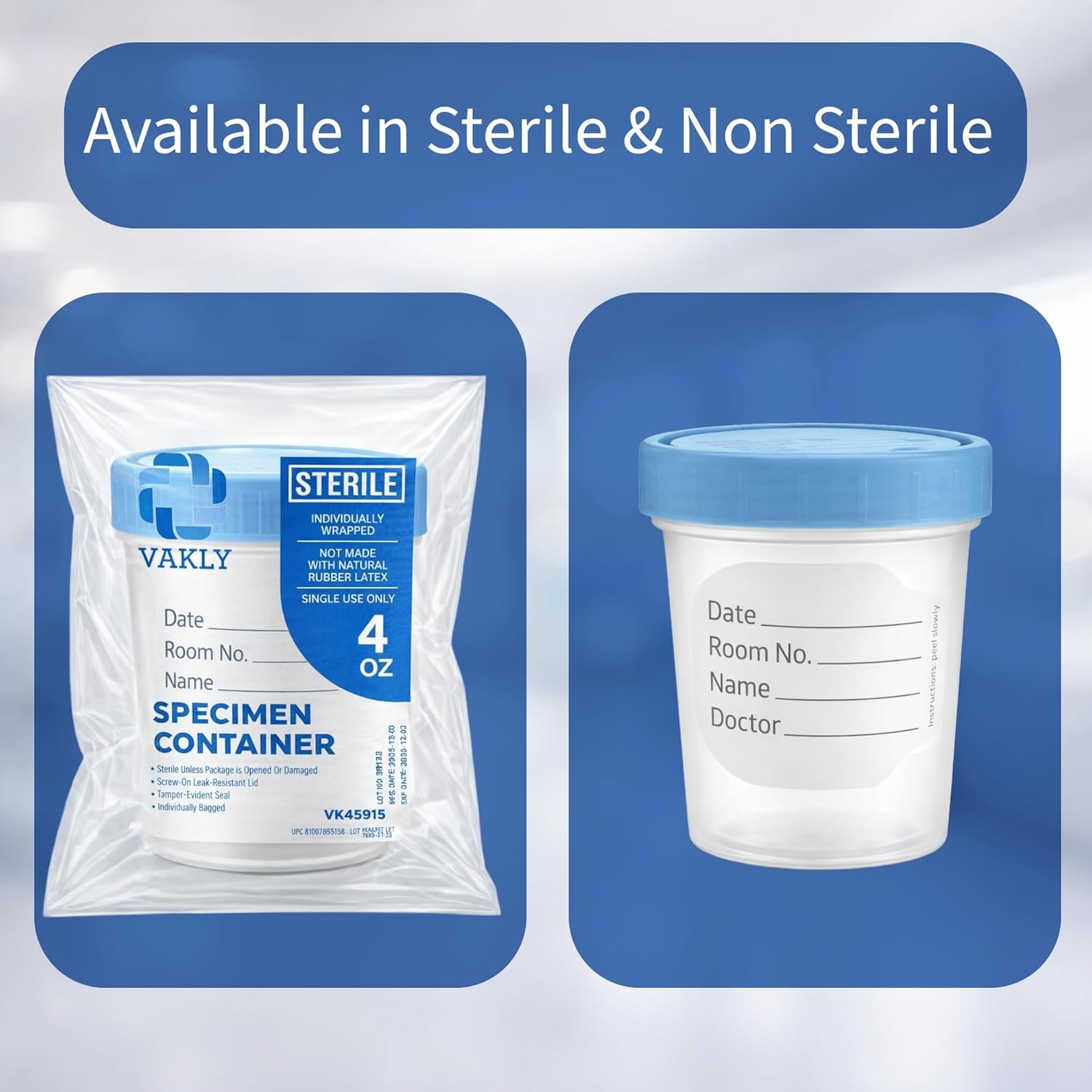 Sterile Specimen Cups 4 oz [3 Count] – Urine Collection Cups, Individually Bagge
