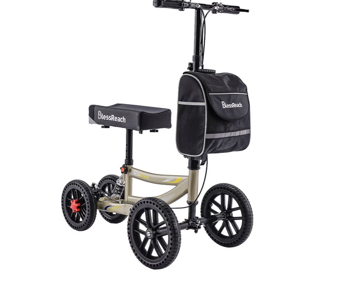 BlessReach Steerable Knee Walker Scooter WB-2201-T  Beige/Champagne ALL TERRAIN