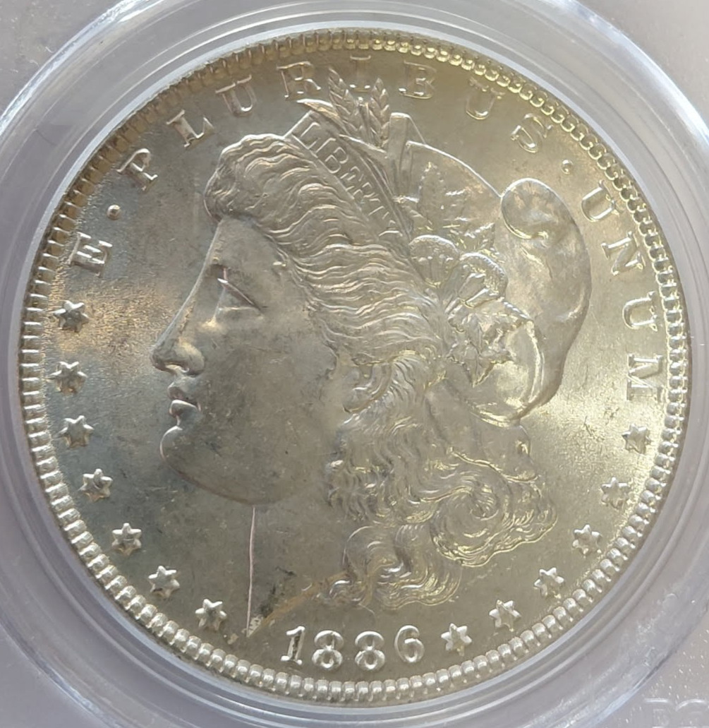 1886 PCGS-MS-64 Morgan Silver Dollar BLAST WHITE GREAT CARTWHEELS