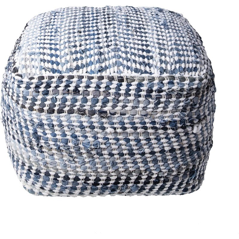 nuLOOM Seville Handmade Denim Textured Filled Ottoman Pouf