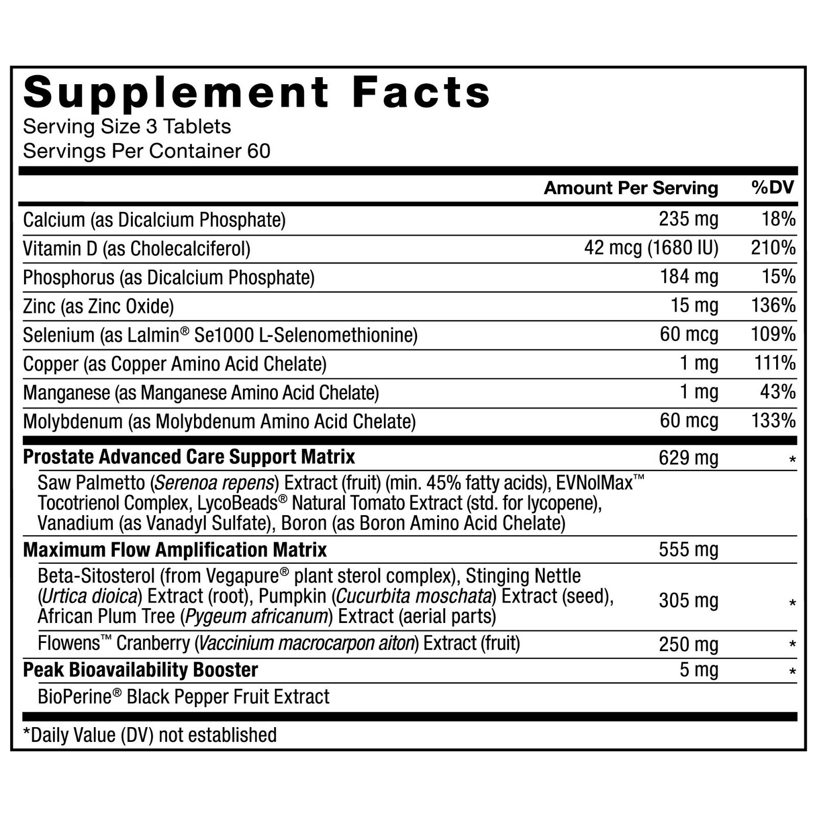 Force Factor Prostate Advanced Prostate Supplement, Saw Palmetto, Pygeum 180ct