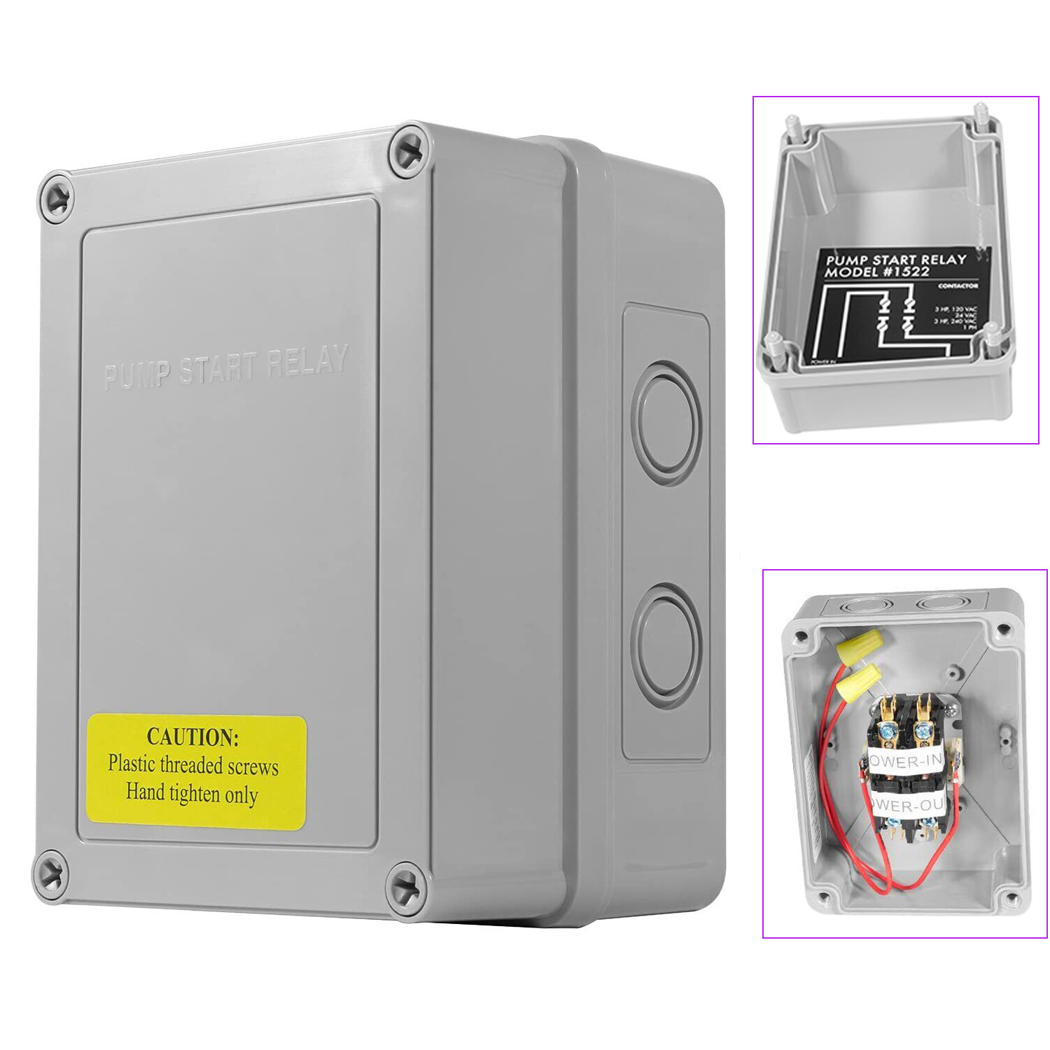 for Irrigation 1522 Pump Start Relay with Housing 3 HP / 110V / 220V 24V Coil