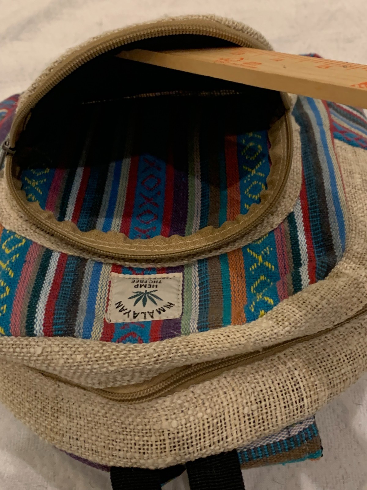 Handmade Nepali Himalayan Hemp Woven Backpack – Skull & Rose Design – Boho Style