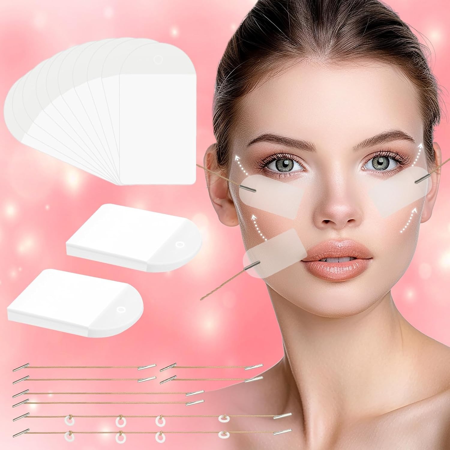 60 Pcc Face Lift Tape Face Tape Lifting Invisible with 8 Strings Instant Face