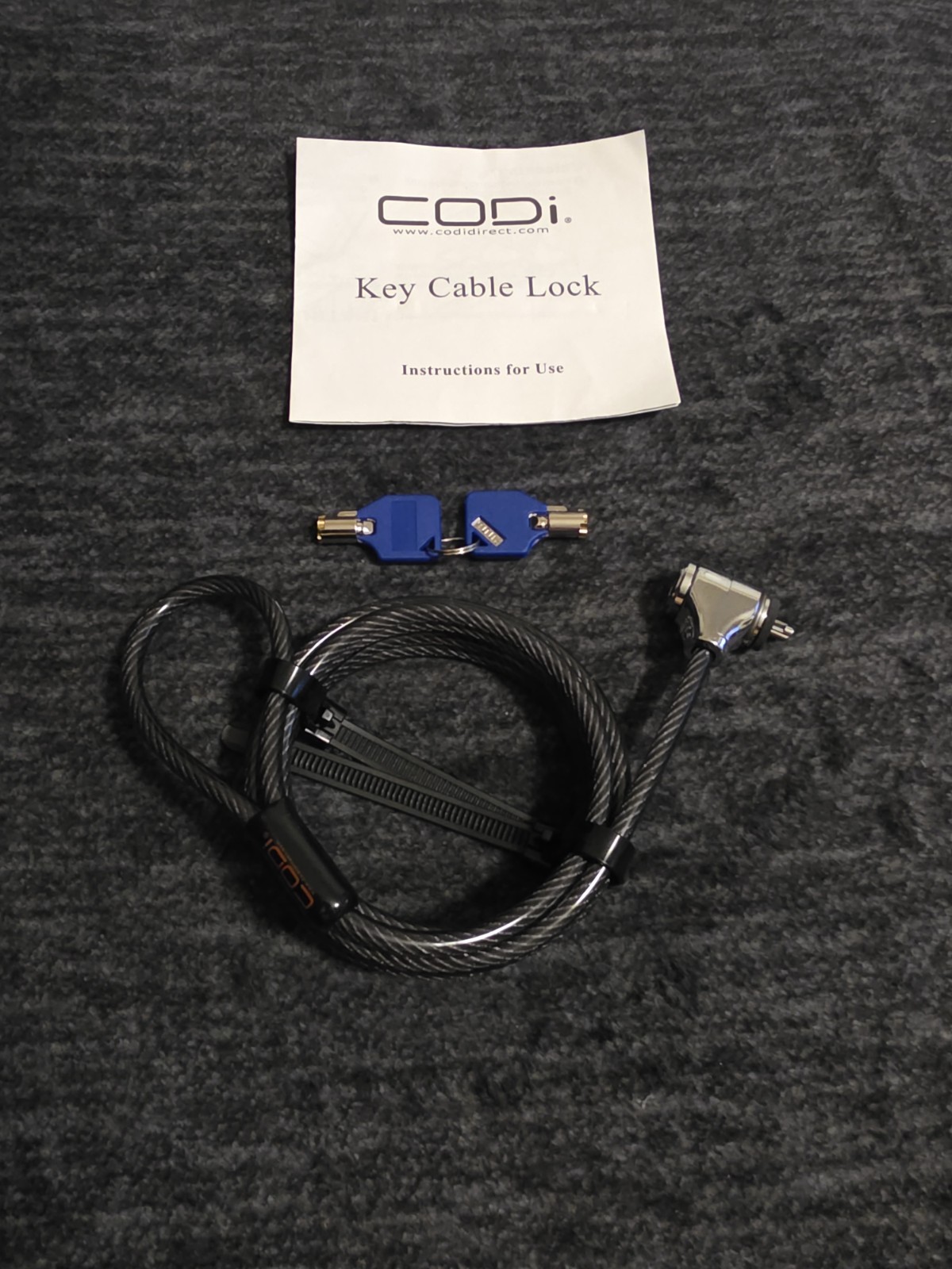 CODi A02001 Key Cable Lock - Key Lock with 2 Keys
