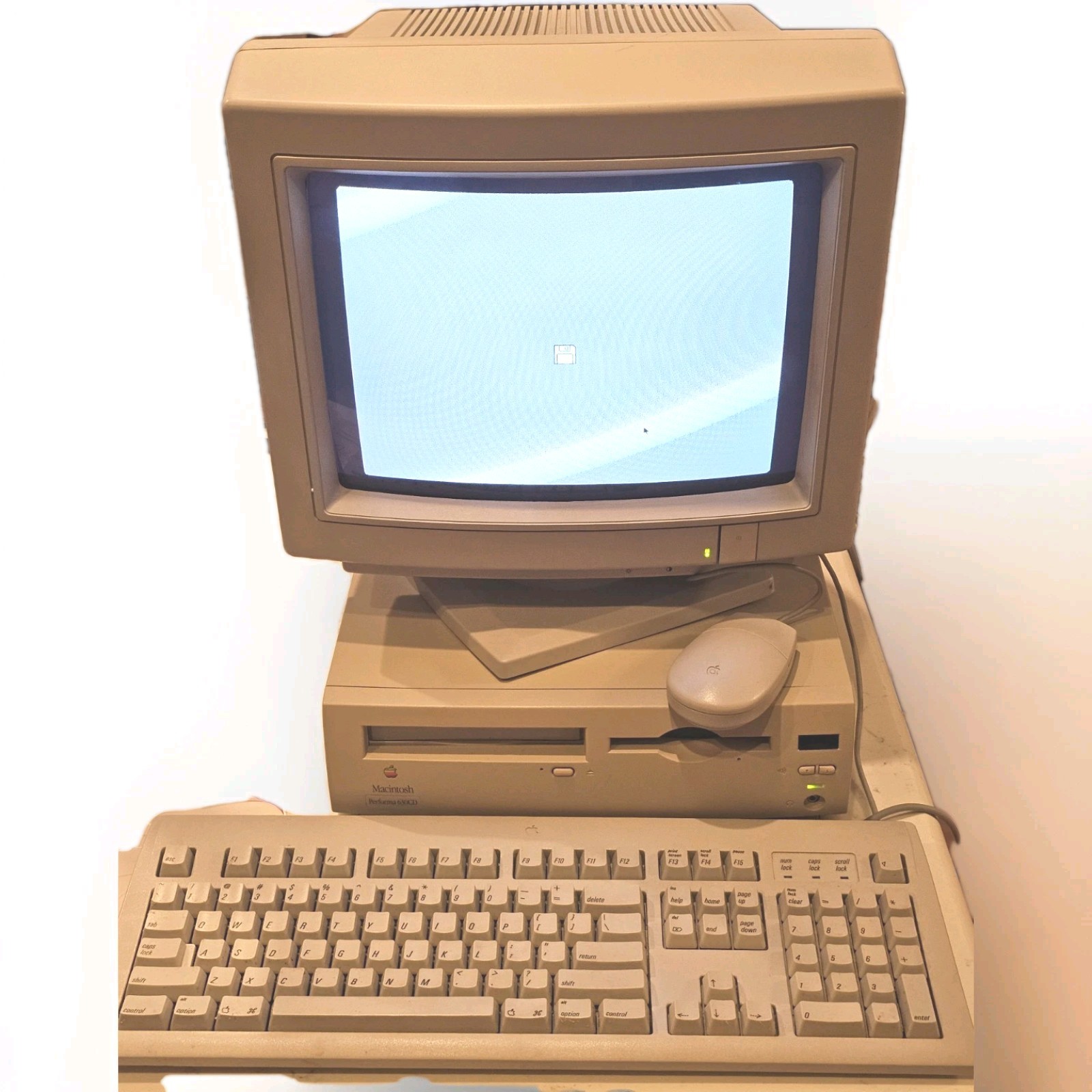 VTG APPLE MCINTOSH 630CD DESKTOP COMPUTER W/ MONITOR KEYBOARD & MOUSE WORKING