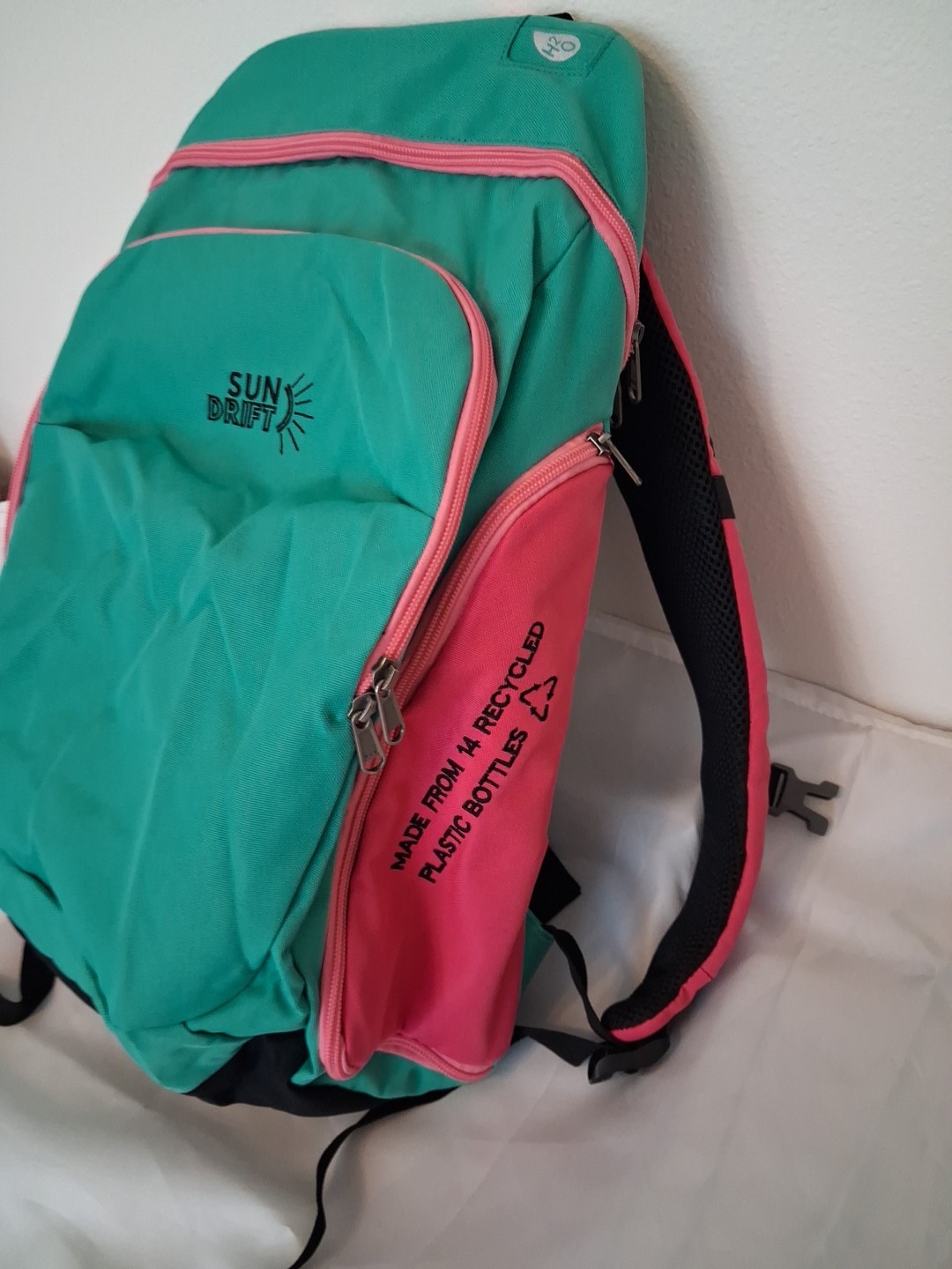 SunDrift Hiking Camping Backpack Pink Teal School Bag Recycled Heavy Duty NEW