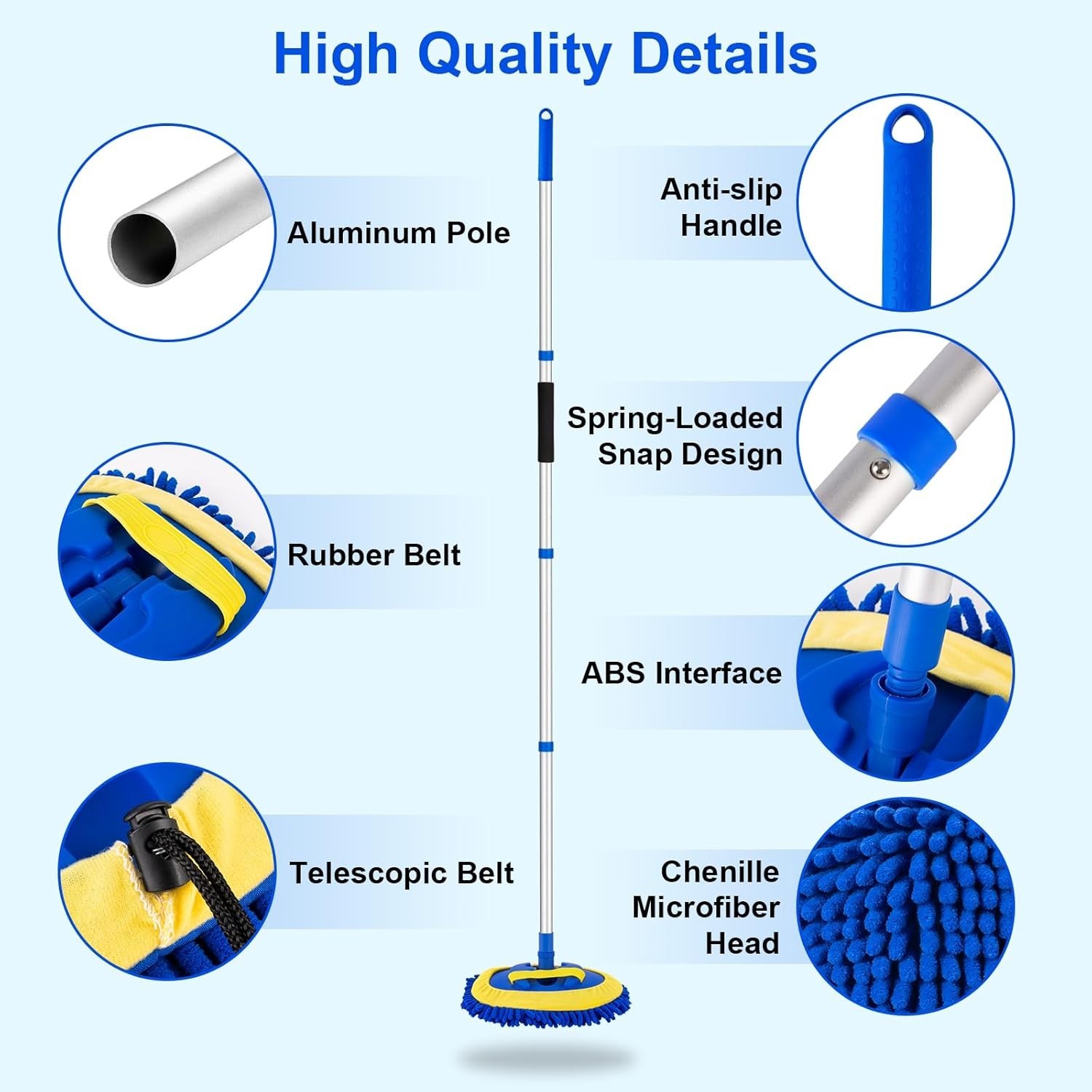 Comprehensive Car Care Kit - Adjustable 62" Mop Brush & Extra Microfiber Head