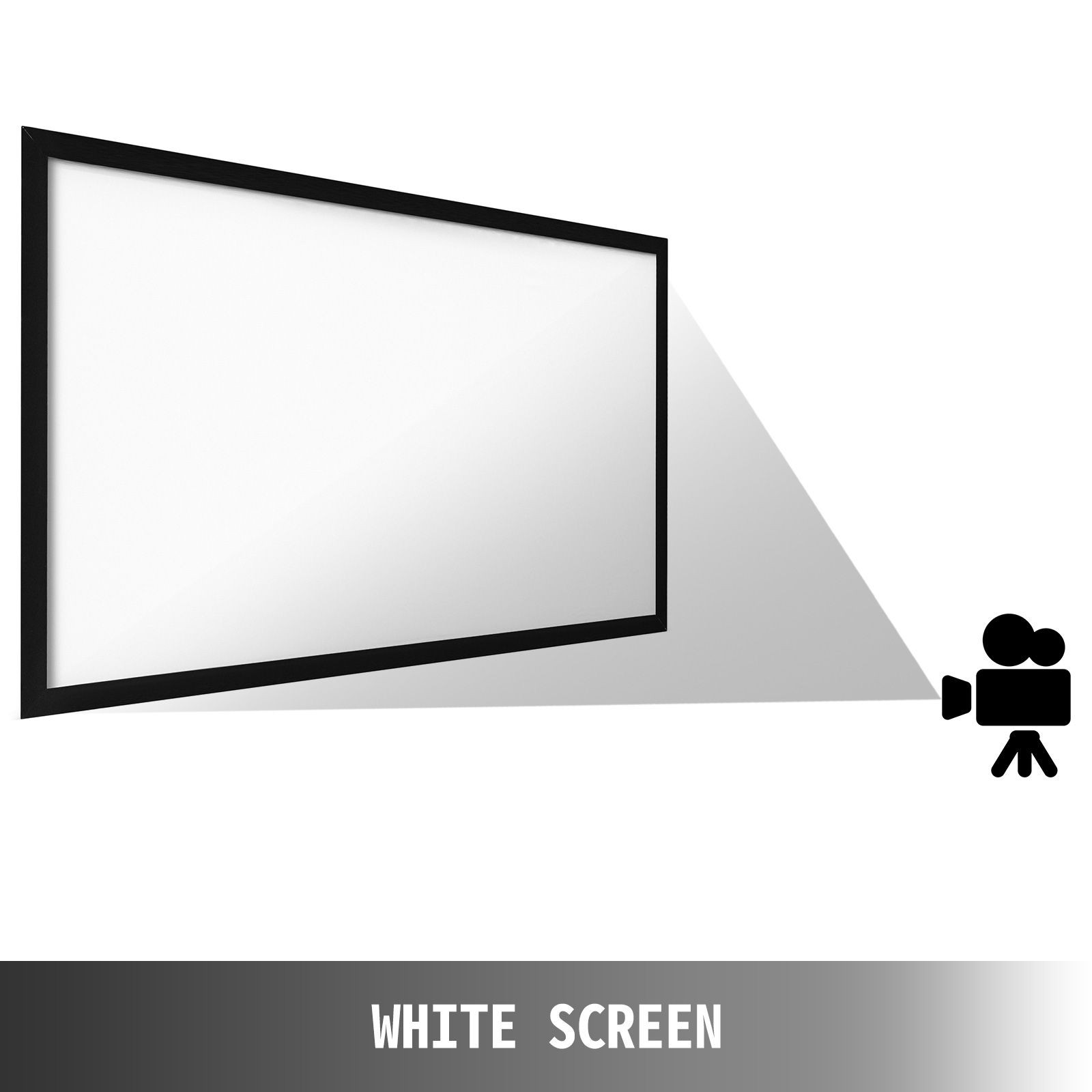 130" 16:9 HD Projector Screen, PVC, 160° Viewing Angle, Wall Mount
