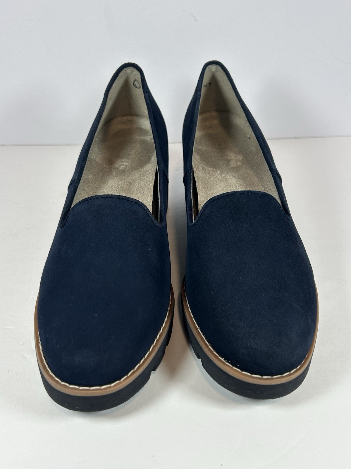 Vionic Women’s Willa Wedge Loafer Navy Blue Suede Size 7 NEW WOB