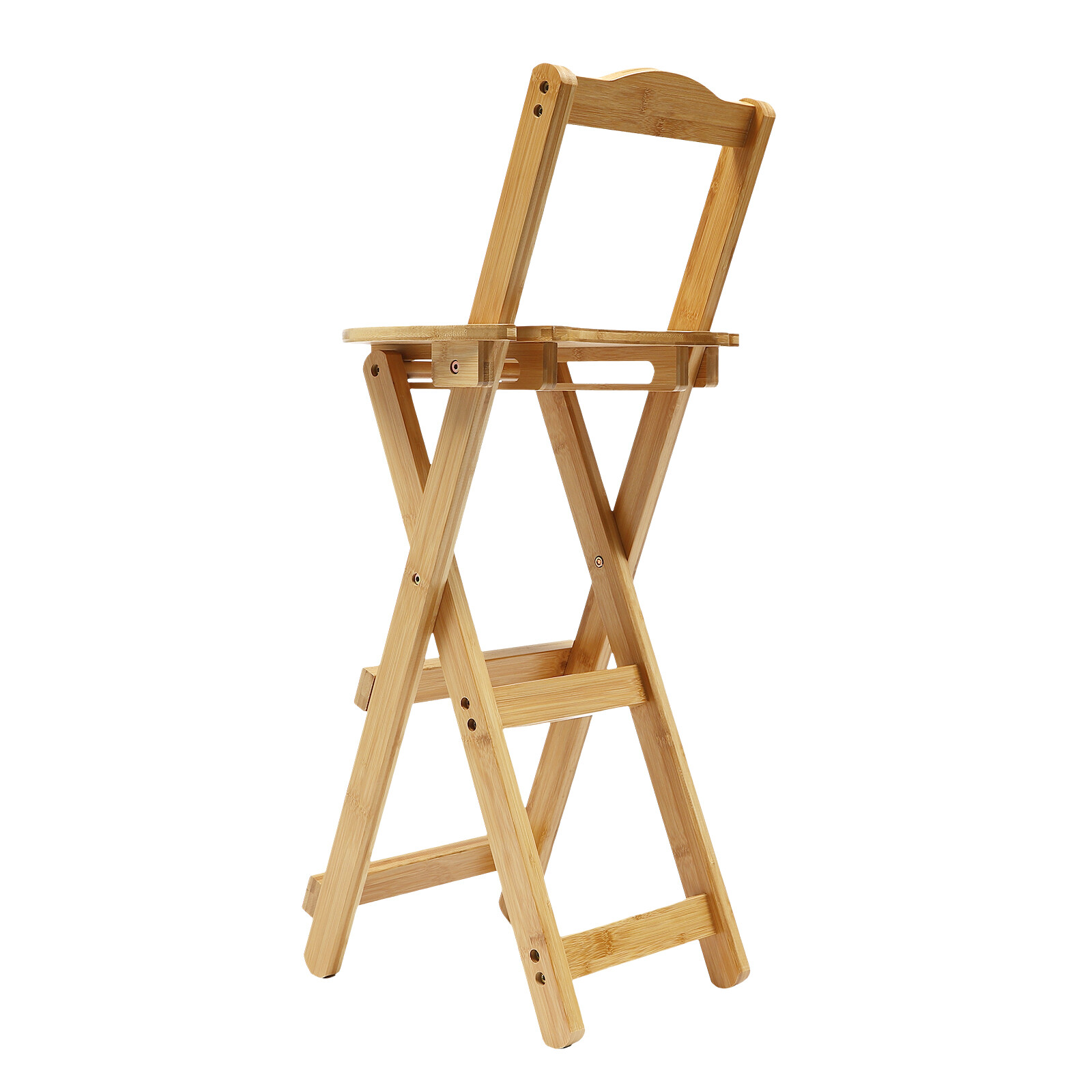 Portable Folding Bamboo Stool Tall Chair Foldable Bar Stool Porch Kitchen Chair