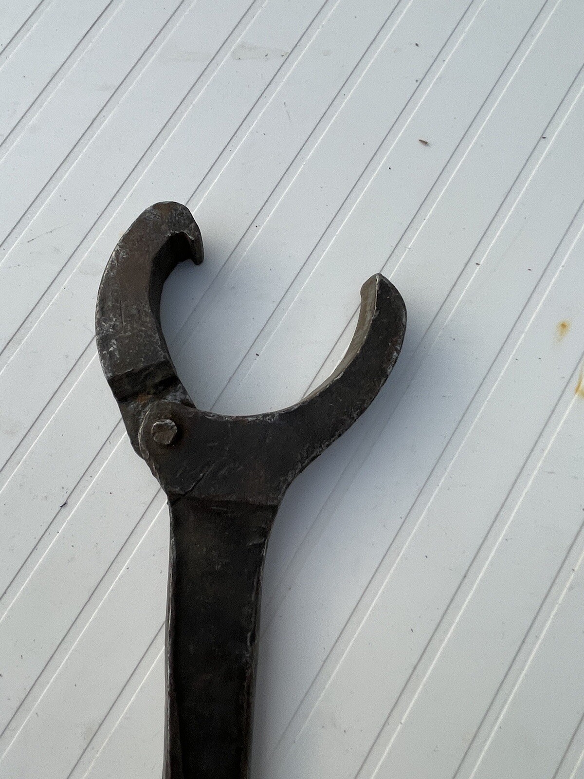 Antique Hand Forged Tools 15” Adjustable Hook Spanner Wrench Steampunk.