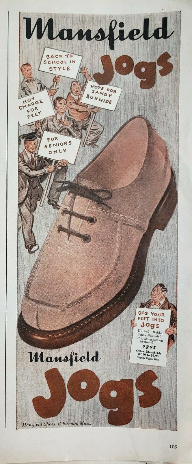 Lot of 3 Vintage 1946 Mens Shoes Print Ad Ephemera Art Decor City Club Jogs