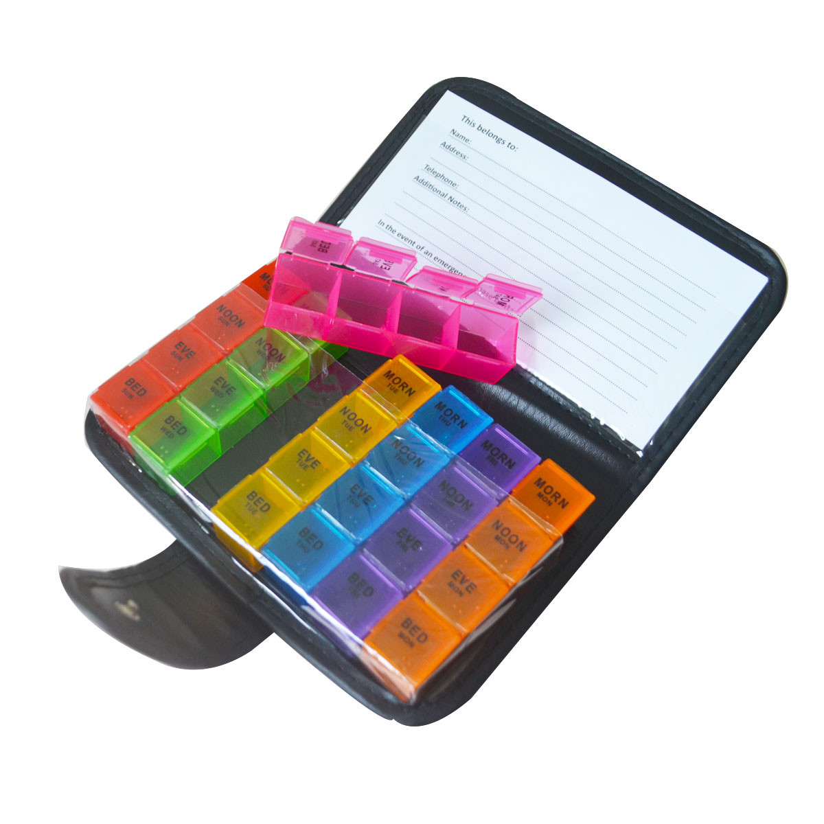1 Portable Pill Box With 28Compartments Weekly 7Days Medicine Storage Container