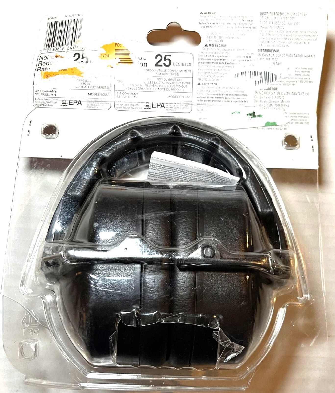 3M Earmuffs Noise Reduction Rating 25dB Adjustable Folds For Easy Storage Black