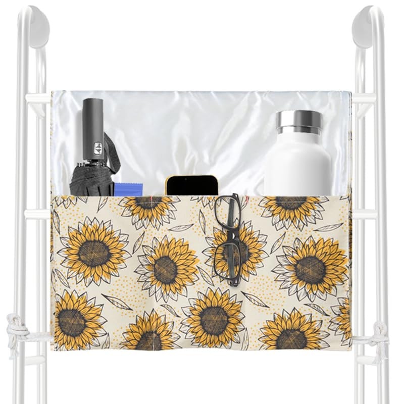 Walker Bag, Double-Sided Walker Basket for Folding Walker, Multi Pockets Walk...