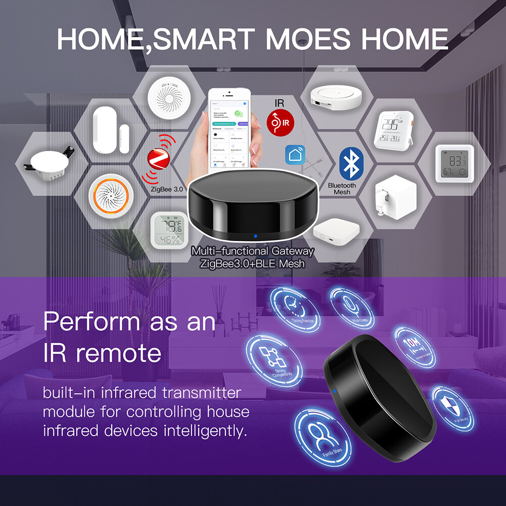 MOES WiFi 2in1 Wireless Multi-Mode Gateway Hub + Universal IR Remote Controller