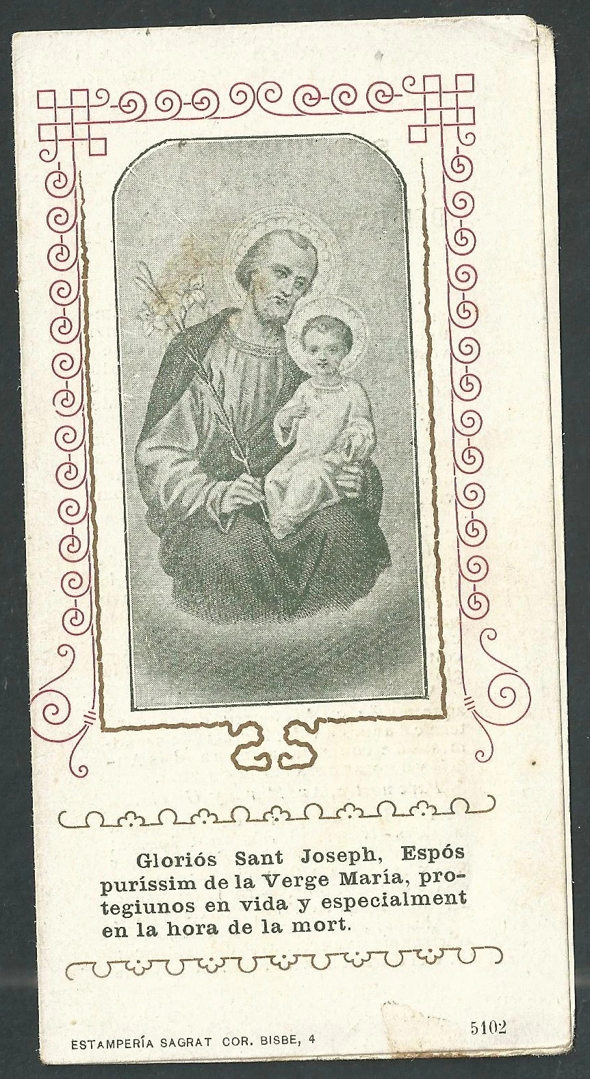 Holy card antique de San Jose santino image pieuses estampa