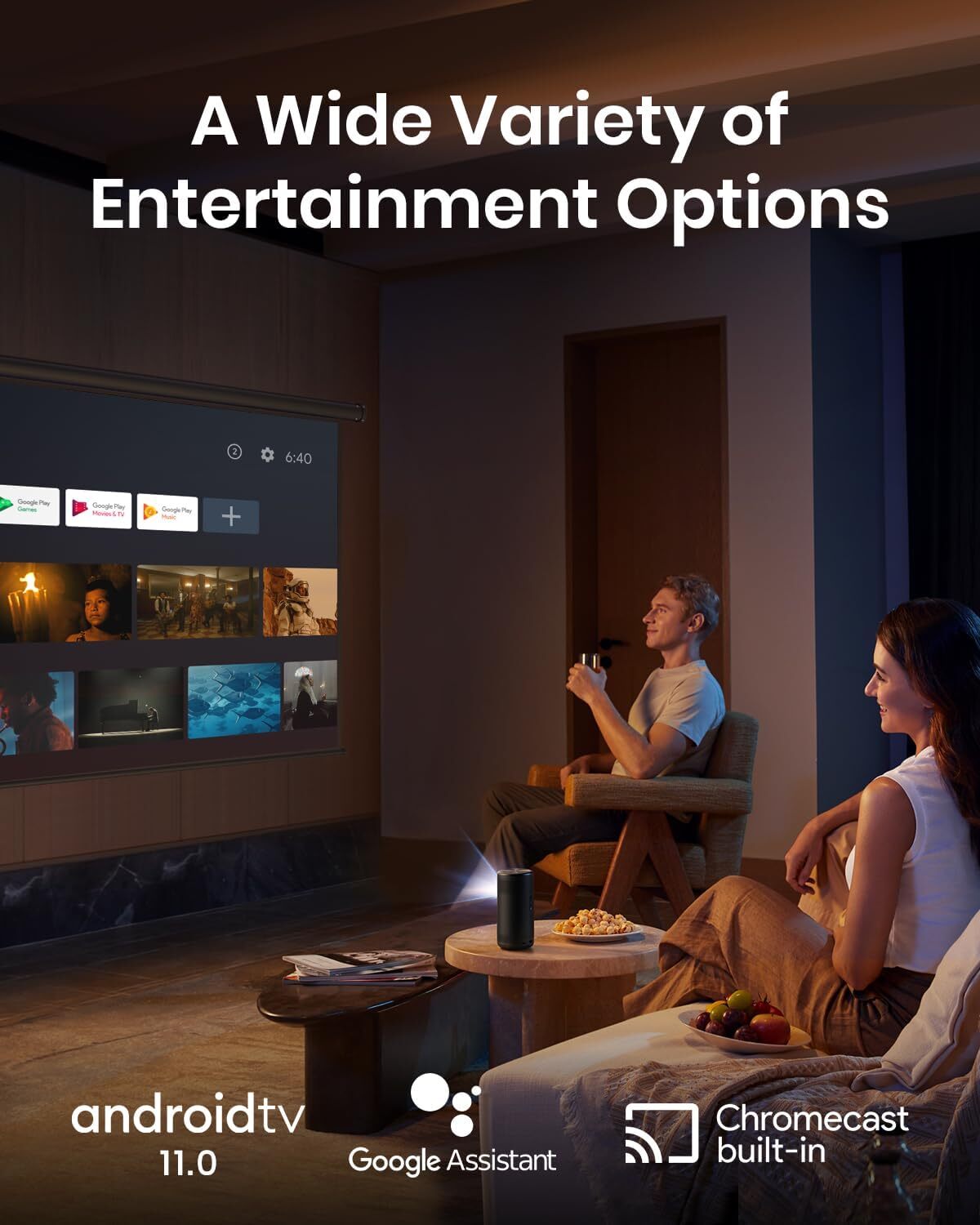 NEBULA Capsule 3 Laser Mini Smart TV Projector 1080P Bundle with Foldable Stand