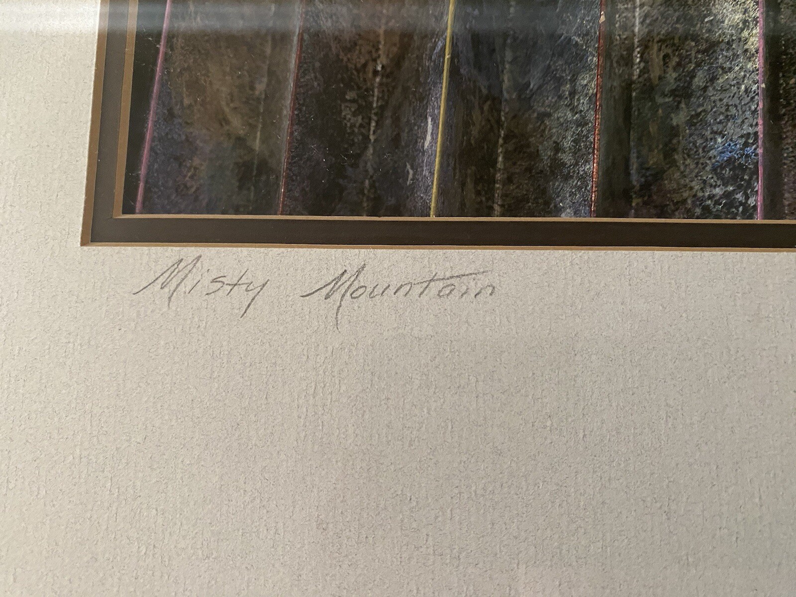 LARGE Original Unique Mixed Media “MISTY MOUNTAIN” Framed, Matted, Signed