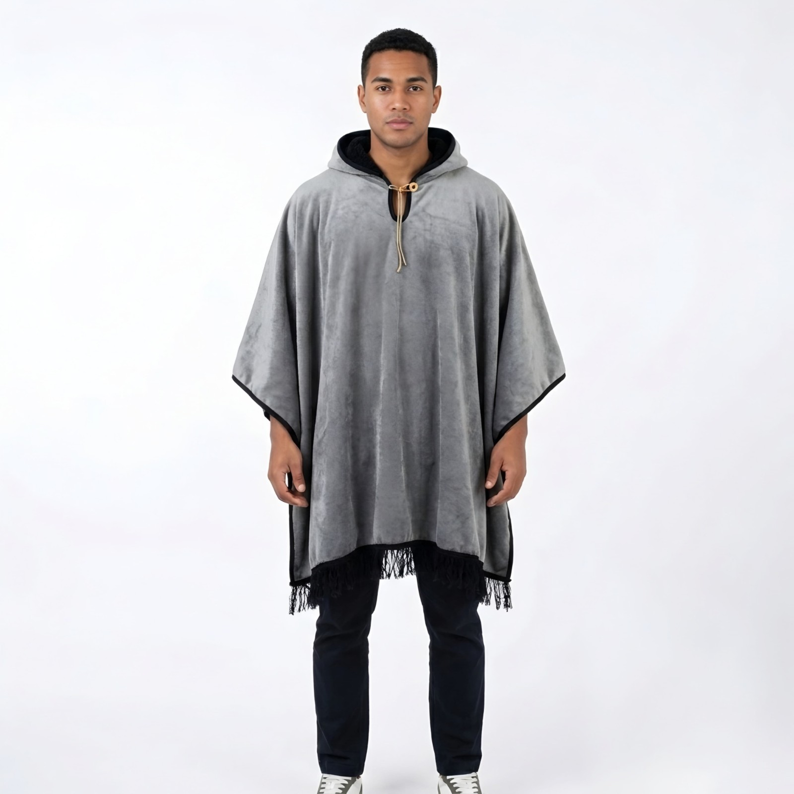 Fits Thermal poncho ruana for adults with Grey Color design