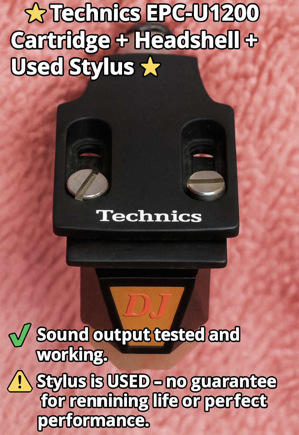 Technics EPC-U1200 Cartridge w/ Headshell & Used Stylus Japan Tested