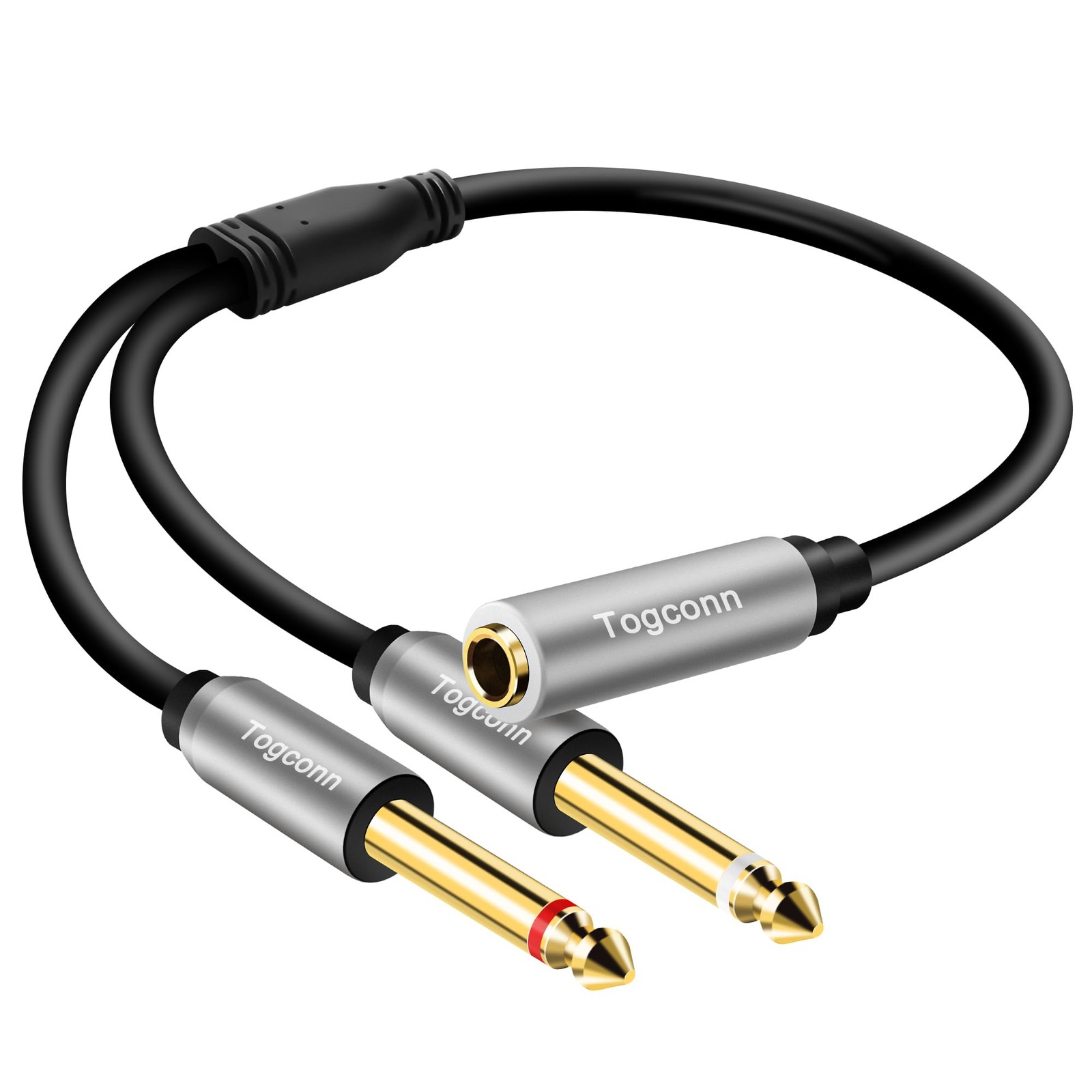 1/4 inch TRS Stereo Splitter Y Adapter, 6.35mm Stereo Female to Dual 6.35 mm